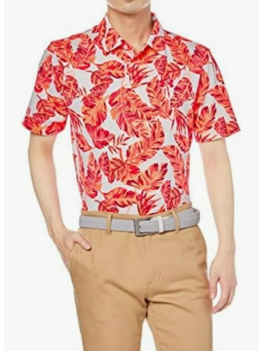 Under Armour Mens Loose Fit Playoff Polo Shirt XXL Tropical Leaf Print Golf